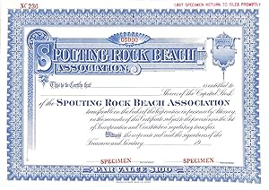 Spouting Rock Beach Association Member Last Specimen Stock Certificate