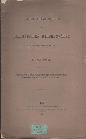 Imagen del vendedor de Einsiedler-Handschriften der lateinischen Kirchenvter bis zum IX. Jahrhundert a la venta por PRISCA