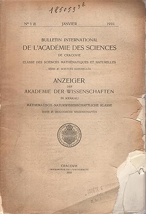 Imagen del vendedor de Bulletin International de l'Acadmie des Sciences de Cracovie. - Classe des Sciences Mathmatiques et Naturelles - Srie B : Sciences Naturelles. - Anzeiger der Akademie der Wissenschaften in Krakau. - N 1 B a la venta por PRISCA