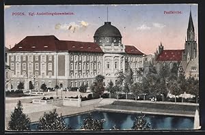 Ansichtskarte Posen / Poznan, Blick zur Kgl. Ansiedlungskomission und zur Paulikirche