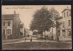 Carte postale Pagny, Strassburgerstrasse avec des enfants