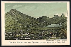 Ansichtskarte Goldau, Panorama mit Rossberg vor dem Bergsturz 1806
