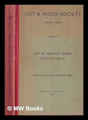 Image du vendeur pour List of Melville papers (Sections 2 and 3) : preserved in the Scottish Record Office mis en vente par MW Books