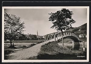 Ansichtskarte Unterägeri, Uferpartie mit Brücke