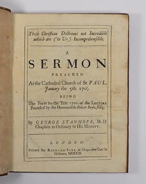 A Bound volume of six George Stanhope Sermons (titles given below) from the Library of the Earls ...