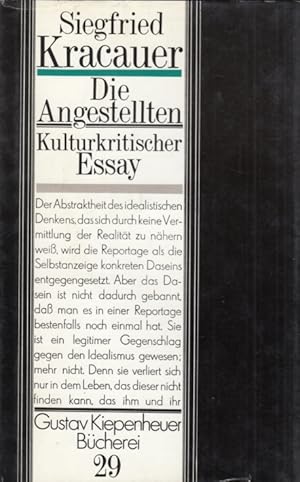 Bild des Verkufers fr Die Angestellten Kulturkritischer Essay zum Verkauf von Leipziger Antiquariat