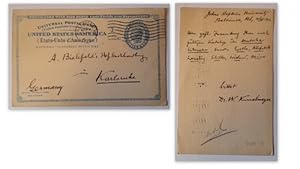 Bild des Verkufers fr Postkarte / Ganzsache. Antiquarische Nachfrage v. 4.IV.1911 (Adressiert an A. Bielefeld`s Hofbuchhandlung, Karlsruhe) zum Verkauf von ANTIQUARIAT H. EPPLER