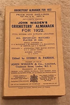 1922 Paperback Wisden , Facsimile Spine & Covers