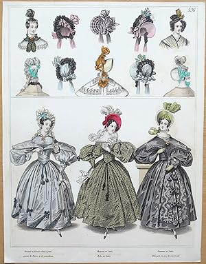Antique Fashion Print, No 526 Townsend Ladies Paris Period Costume Plate 1833