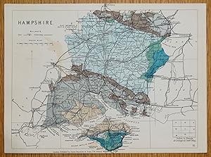 Antique Map HAMPSHIRE, GEOLOGICAL James Reynold, Original 1888