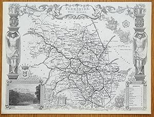 Antique Map YORKSHIRE WEST RIDING, Thomas Moule, Original c1840