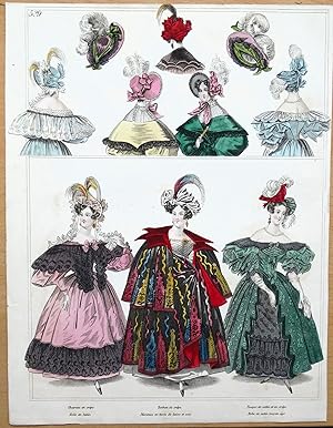 Antique Fashion Print, No 529 Townsend Ladies Paris Period Costume Plate 1833