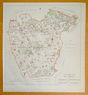 Antique Map BROMLEY, BECKENHAM HUNDRED Chislehurst Knockholt Kent, Hasted 1778