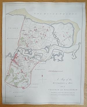 Antique Map HOO, CHATHAM, GILLINGHAM, High Halstow, Allhallows, Kent, E.Hasted 1778