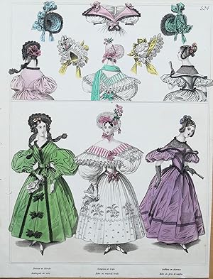 Antique Fashion Print, No 524 Townsend Ladies Paris Period Costume Plate 1833