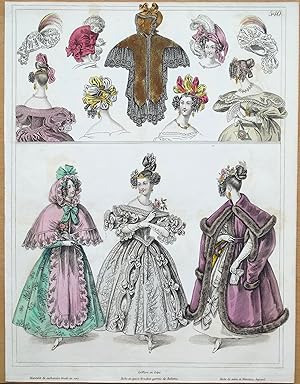 Antique Fashion Print, No 540 Townsend Ladies Paris Period Costume Plate 1833