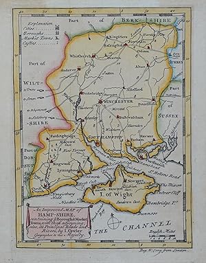 Antique Map HAMPSHIRE, John Cowley Original hand coloured 1749