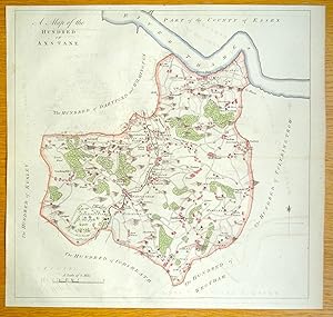 Antique map KENT AXTANE HUNDRED Greenhithe Southfleet Farningham, Hasted 1778