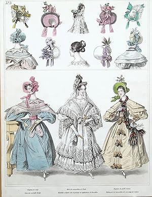 Antique Fashion Print, No 523 Townsend Ladies Paris Period Costume Plate 1833
