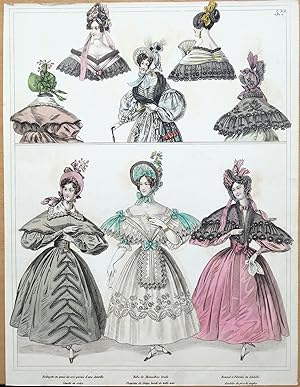Antique Fashion Print, No 522 Townsend Ladies Paris Period Costume Plate 1833