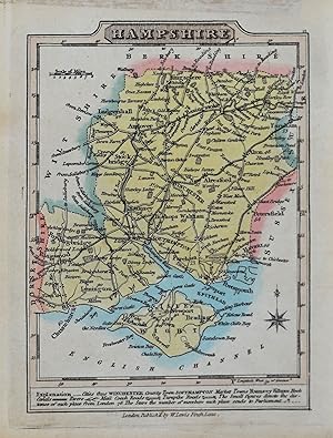 Antique Map HAMPSHIRE, William Lewis original miniature 1819