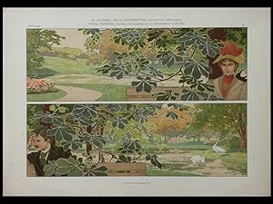 FRISE, PAYSAGE, G. STURM - 1903 - LITHOGRAPHIE, ART NOUVEAU