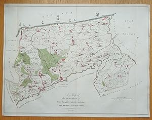 Antique Map WHITSTABLE HUNDRED, Reculver, Sturry, Harbledown, Kent, E.Hasted 1790