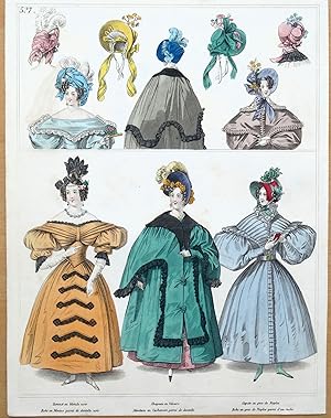 Antique Fashion Print, No 527 Townsend Ladies Paris Period Costume Plate 1833