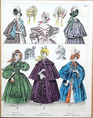 Antique Fashion Print, No 528 Townsend Ladies Paris Period Costume Plate 1833