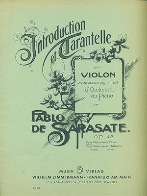 Bild des Verkufers fr Introduction tarantelle pour violin avec accompagnement d'orchestre ou piano zum Verkauf von Librodifaccia