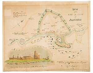 Immagine del venditore per Plan of the Bay and City of Algiers.[London?, 1816]. 35 x 44. With an illustration of the plan of attack and a view of the fortifications on the Mole at Algiers. venduto da Antiquariaat FORUM BV