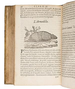 Imagen del vendedor de Dell'historia dei semplici aromati, et altre cose: che vengono portate dall'Indie Orientali pertinenti all'uso della medicina.Venice, Francesco Ziletti, 1589. 2 volumes bound as 1, the first in 4 parts and the second in 2 parts. 8vo. With a woodcut printer's device on the title-page of volume 1 and the divisional title page of volume 2, 28 woodcut illustrations in text.Later yellow painted (sheepskin) parchment. a la venta por ASHER Rare Books