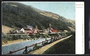 Ansichtskarte Steinbrück, Blick über den Fluss zur Cementfabrik