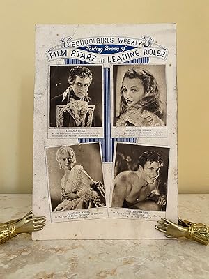 Seller image for Schoolgirls' Weekly | Folding Screen of Film Stars in Leading Roles Famed for Fun and Drama (Conrad Veidt | Charlotte Henry | Heather Angel | Buster Crabbe | Laurel and Hardy | Lilian Harvey | Binnie Barnes | Clive Brook) for sale by Little Stour Books PBFA Member