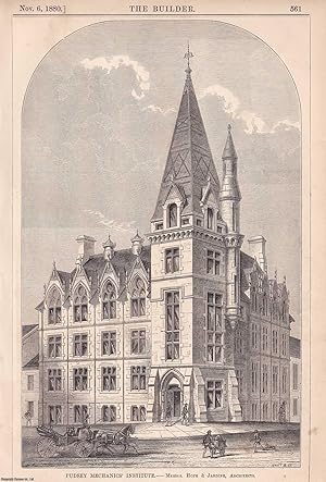 Imagen del vendedor de 1880 : Pudsey Mechanics' Institute. Hope & Jardine, Architects. An original page from The Builder. An Illustrated Weekly Magazine, for the Architect, Engineer, Archaeologist, Constructor, & Art-Lover. a la venta por Cosmo Books