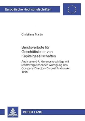 Image du vendeur pour Berufsverbote fr Geschftsleiter von Kapitalgesellschaften mis en vente par BuchWeltWeit Ludwig Meier e.K.