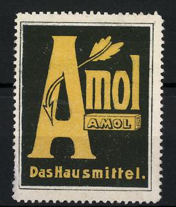 Bild des Verkufers fr Reklamemarke Amol - das Hausmittel, Schachtel mit Logo zum Verkauf von Bartko-Reher