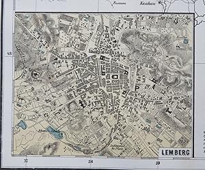 Galicia Province Austria-Hungary Hapsburg Empire Limburg city plan 1858-59 map