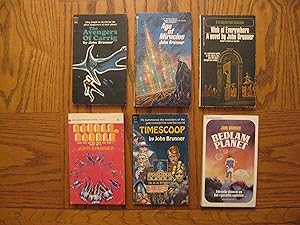 Seller image for John Brunner Six (6) Paperback Book Lot, including: The Avengers of Carrig; Age of Miracles; Web of Everywhere; Double, Double; Timescoop, and; Bedlam Planet for sale by Clarkean Books