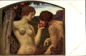 Künstler Ansichtskarte / Postkarte Von Zumbusch, Ludwig, Der Apfel, Adam und Eva