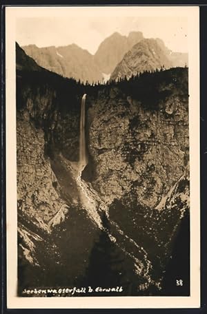 Ansichtskarte Seebenwasserfall bei Ehrwald mit Bergen