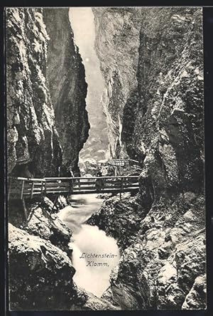 Ansichtskarte Lichtenstein-Klamm Wasserfall