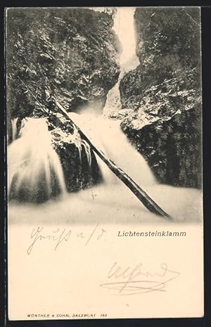 Ansichtskarte Lichtenstein-Klamm Wasserfall