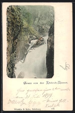 Ansichtskarte Kitzloch-Klamm Wasserfall mit Panorama