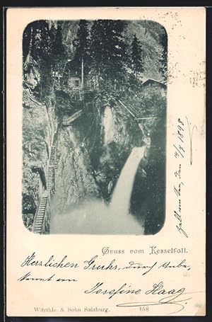 Ansichtskarte Kesselfall, Blick auf den Wasserfall