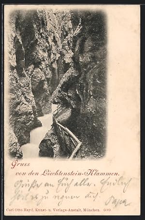 Ansichtskarte Liechtenstein-Klamm Wasserfall