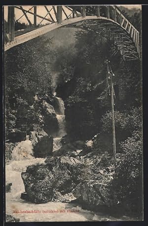 Ansichtskarte Mittlere Reichenbachfälle, Wasserfall mit Viadukt