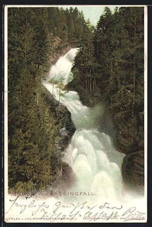 Ansichtskarte Lassingfall, Blick auf den Wasserfall