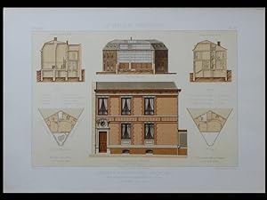 PARIS, RUE LE CHATELIER, BOULEVARD BERTHIER, ATELIER D'ARTISTE - GRANDE LITHOGRAPHIE 1885, BRUZELIN