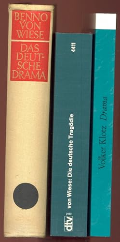 Bild des Verkufers fr (3 x Drama:) I: Wiese, B.v.: Das deutsche Drama. Vom Barock bis zur Gegenwart. Interpretationen. (Band) II. II: Wiese, B.v.: Die deutsche Traggie von Lessing bis Hebbel. Erster Teil: Tragdie und Theodizee. Zweiter Teil: Tragdie und Nihilismus. III: Klotz, V.: Geschlossene und offene Form im Drama. zum Verkauf von Antiquariat Buechel-Baur